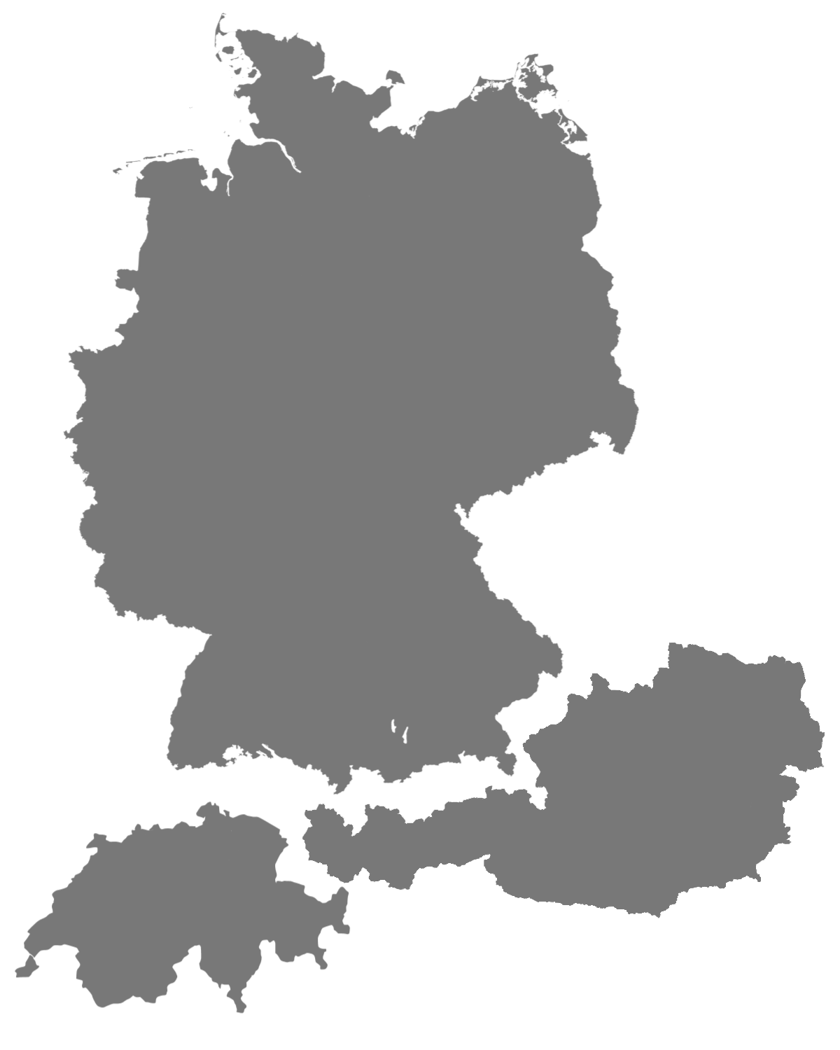 Karte Deutschland, Österreich & Schweiz